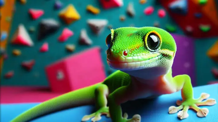 Geko vor Kletterwand | © DAV AB